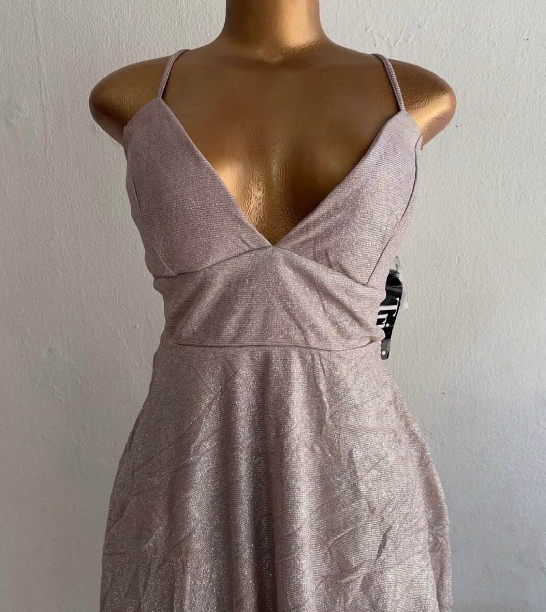  Sparkly ,soft pink ,short party dress with straps