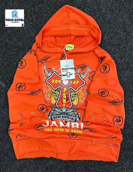 Sweat à capuche orange motif