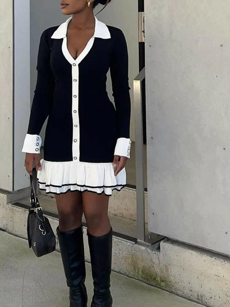 Robe noire élégante à volants