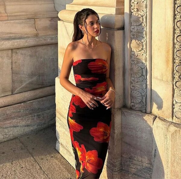 Zara Strapless Flower midi dress