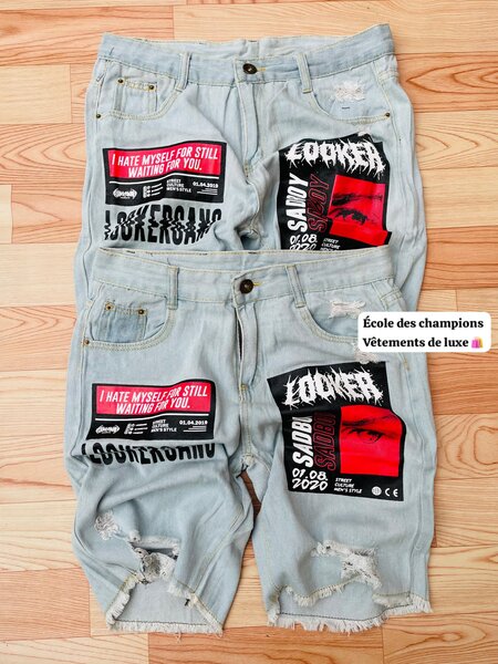 Shorts jeans graphiques hommes