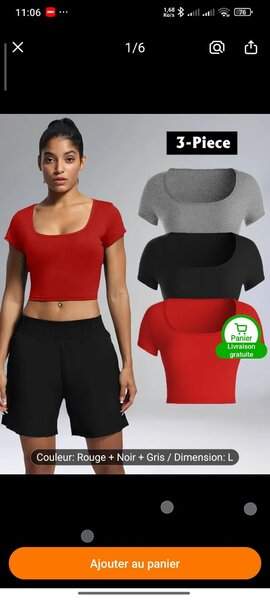 Lot de 3 tops courts pour femme
