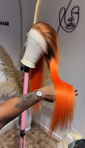 Perruque Lace Front Orange Flamboyant