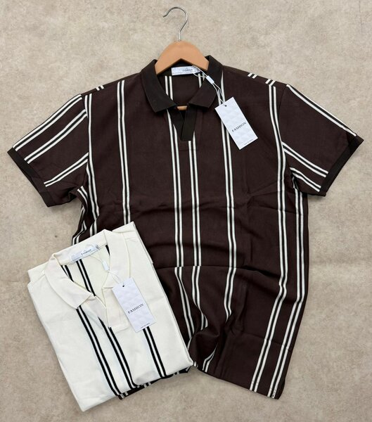 Polo à Rayures Hommes Élégant