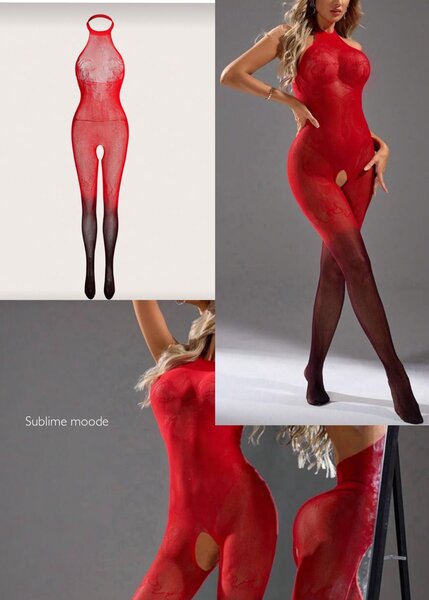 Combinaison sexy en dentelle rouge