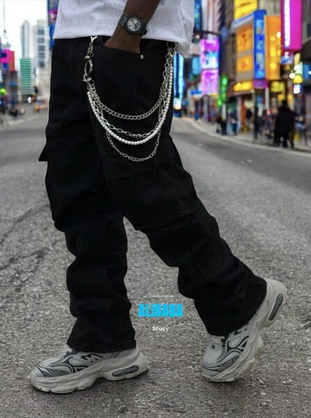 Pantalon cargo homme avec chaînes