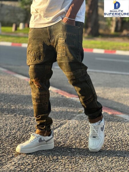 Jean cargo slim homme tendance