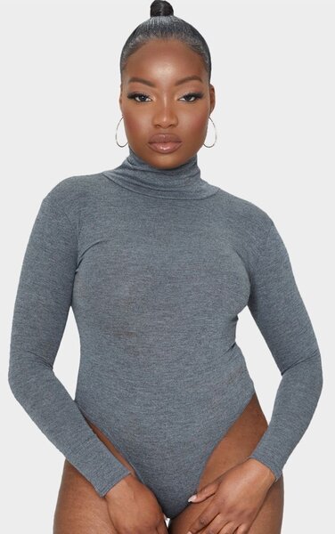 Body à manches longues gris élégant