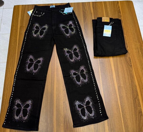 Jean noir papillons strass