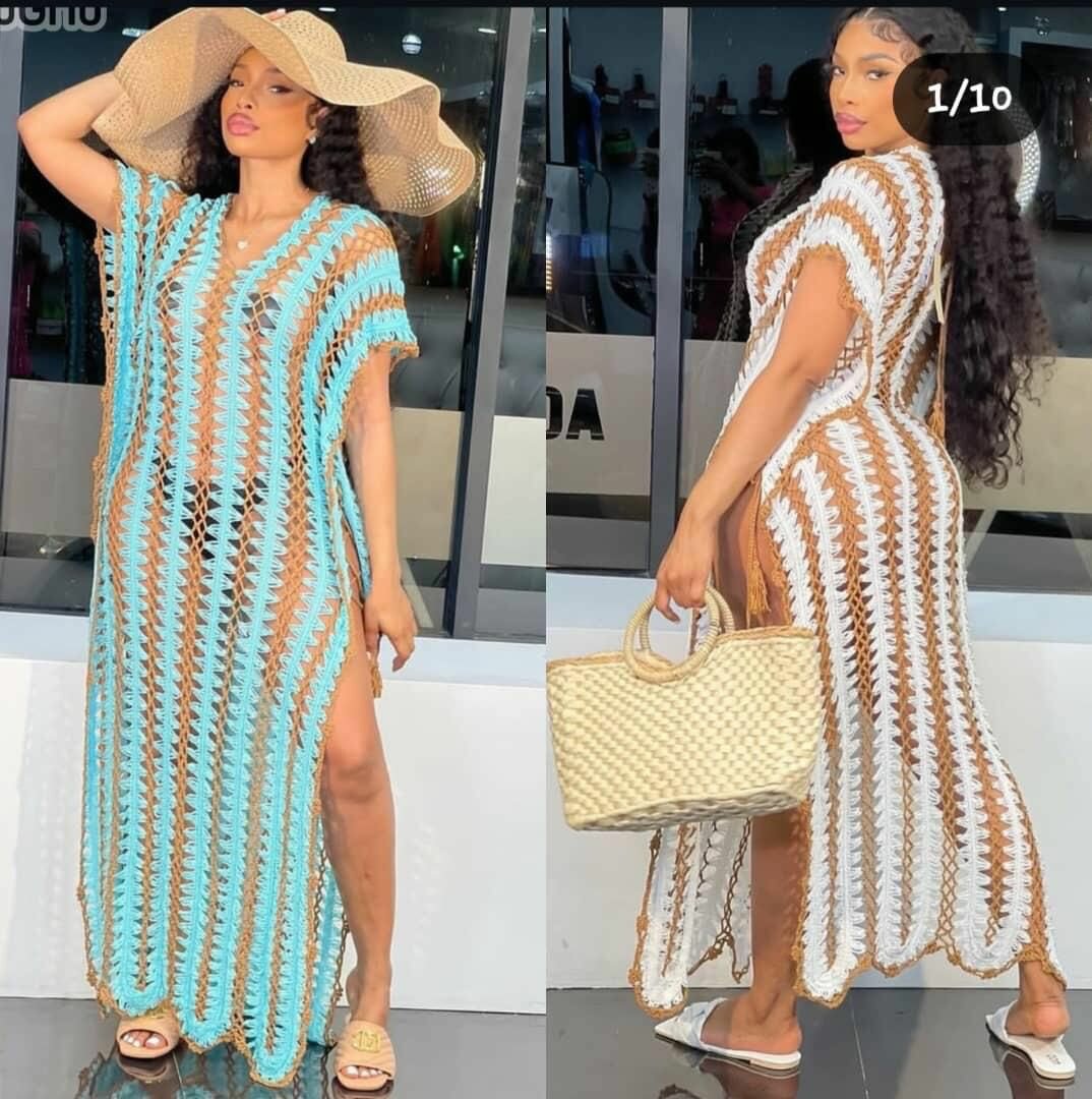 Robe de plage en crochet colorée