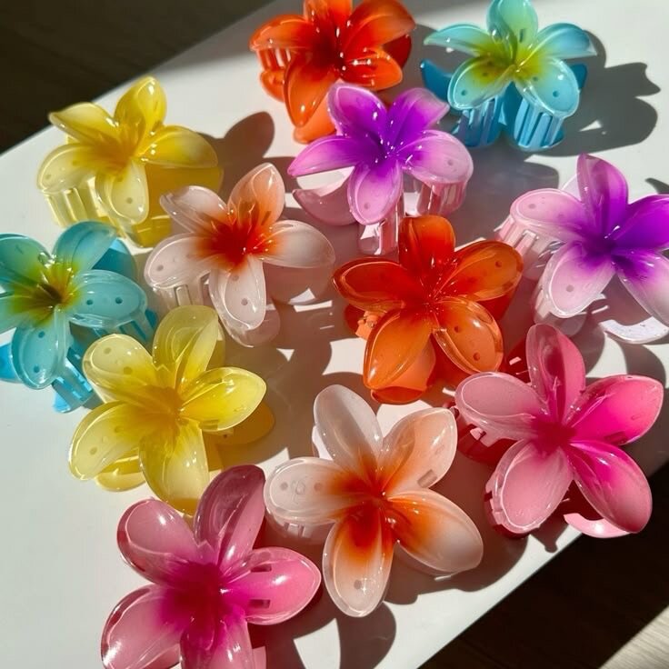 Pinces à cheveux colorées fleur