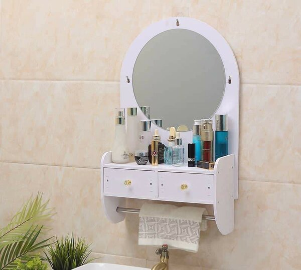 Miroir mural avec étagères