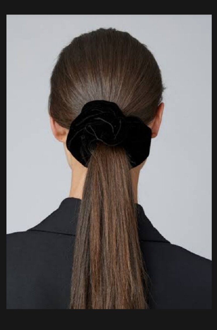 Black Velvet hair scrunchies medium size (pack of 6)