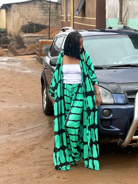 Kimono ample vert chic