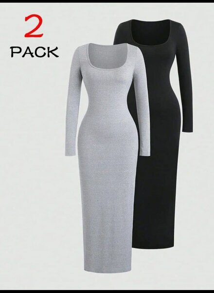 Robe moulante manches longues 2 pièces