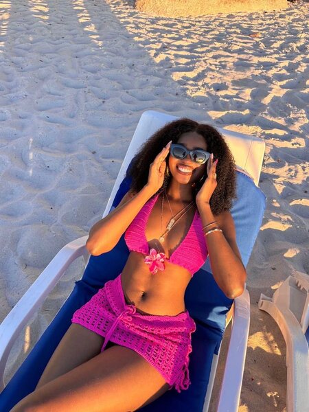 Bikini en crochet rose vif