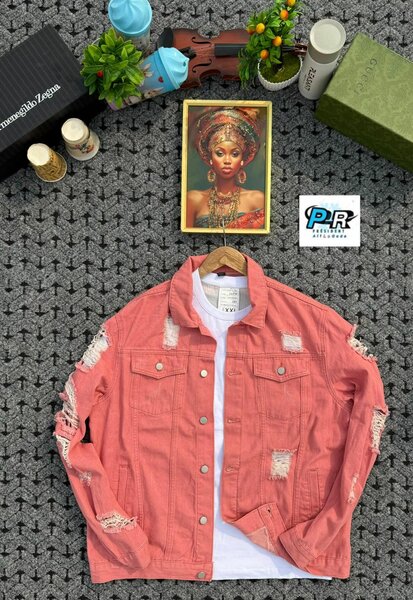 Veste en jean rose décontracté