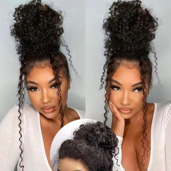 Perruque bouclée naturelle