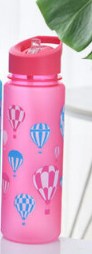 Balloon Design Water Bottle with Measurement Marker & Straw Flip Top Lid