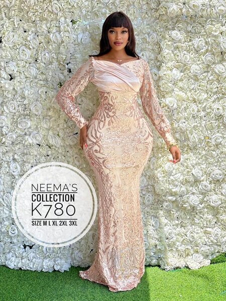 Women's long evening dress in  pink