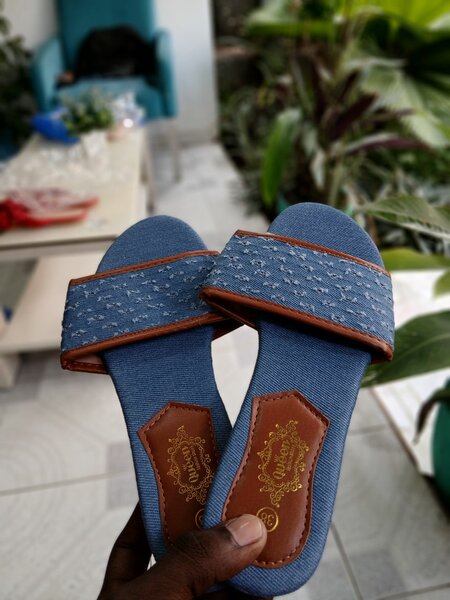 Blue Denim Slides Sandals
