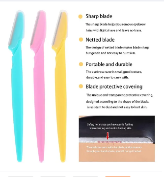 Tinkle Pack of 9 Pcs Ladies Eyebrow Razor, Facial Hair Removal, Safety Razor For Girls, Face Razor, Body Razor For Women, Zigzag Razor, Eyebrow Shave, Eyebrow Trimmer, Eye Forehead Shaver, Grooming Eyebrow Shaper, Stainless Steel Razor