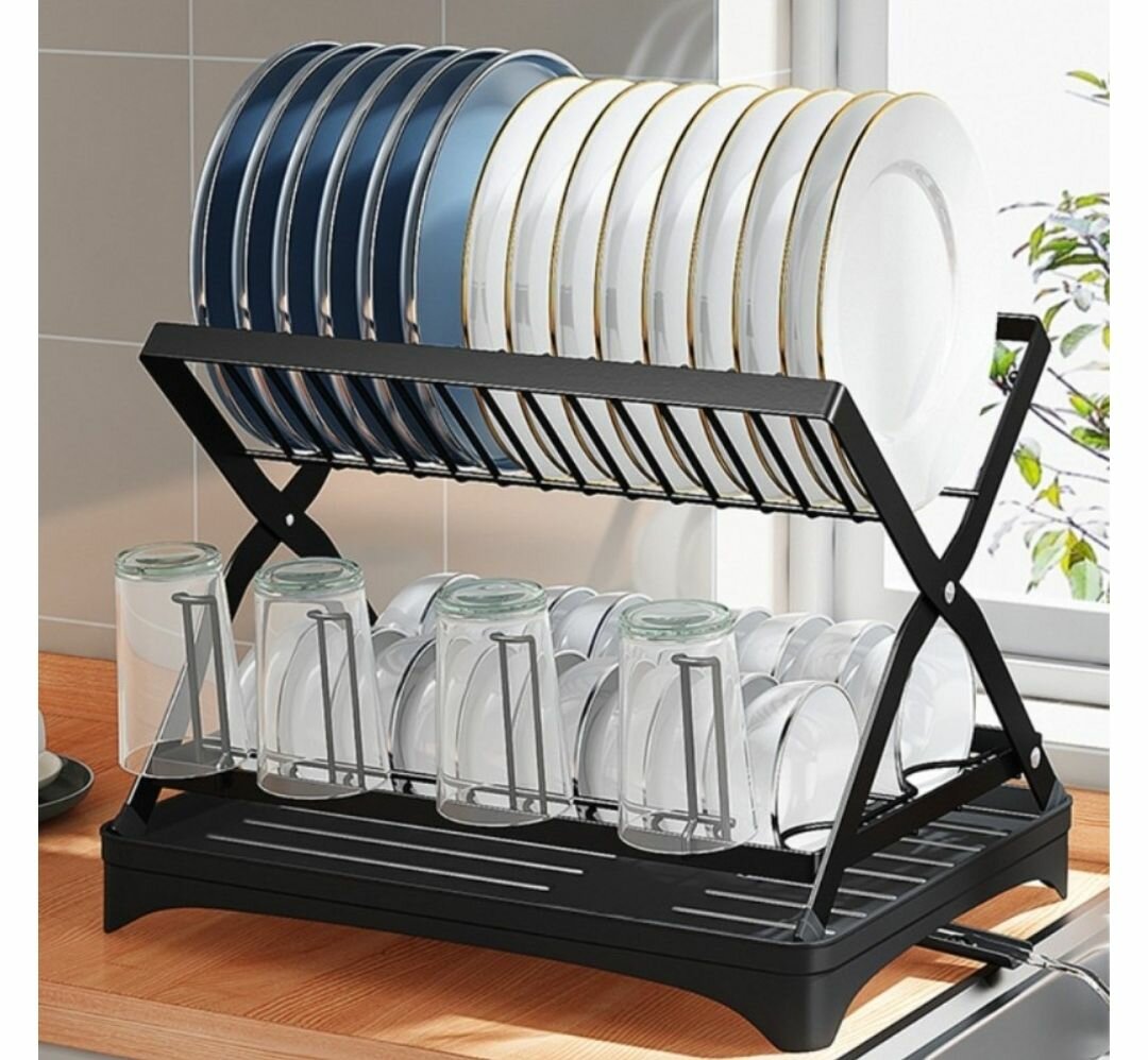 STORAGE DRAIN RACK FOR KITCHEN DOUBLE-LAYER TABLEWARE