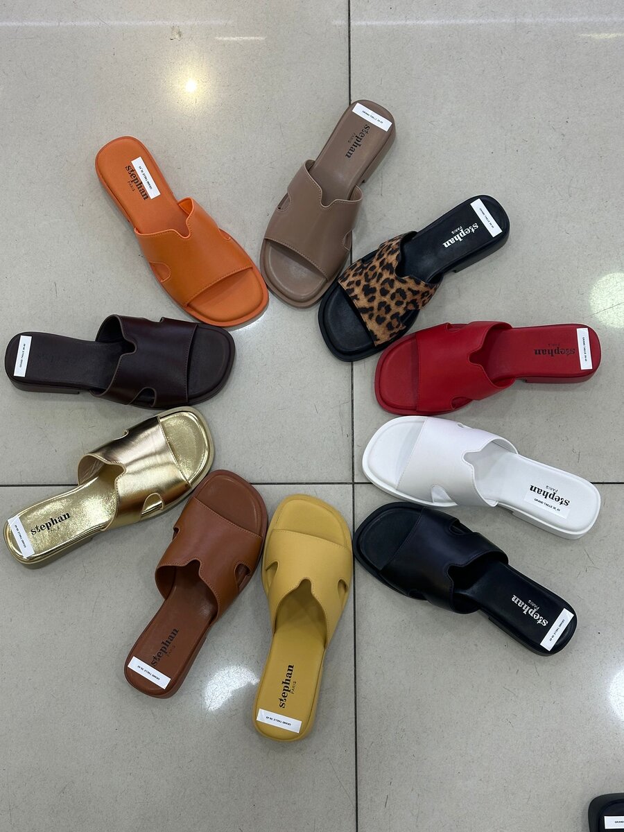 Sandales en cuir et denim