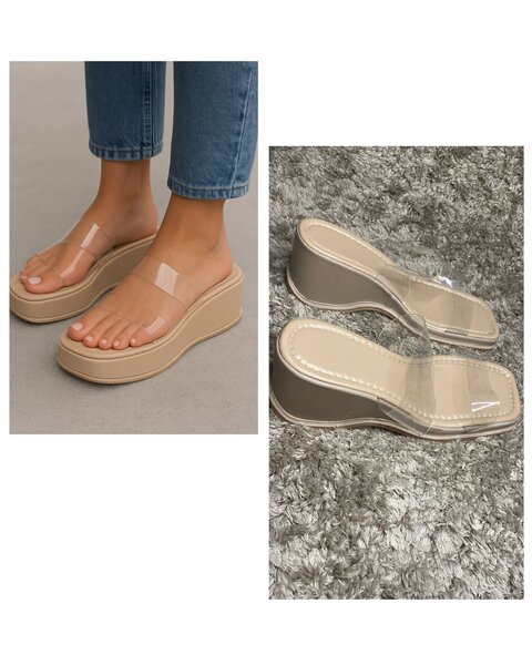 Sandales compensées transparentes