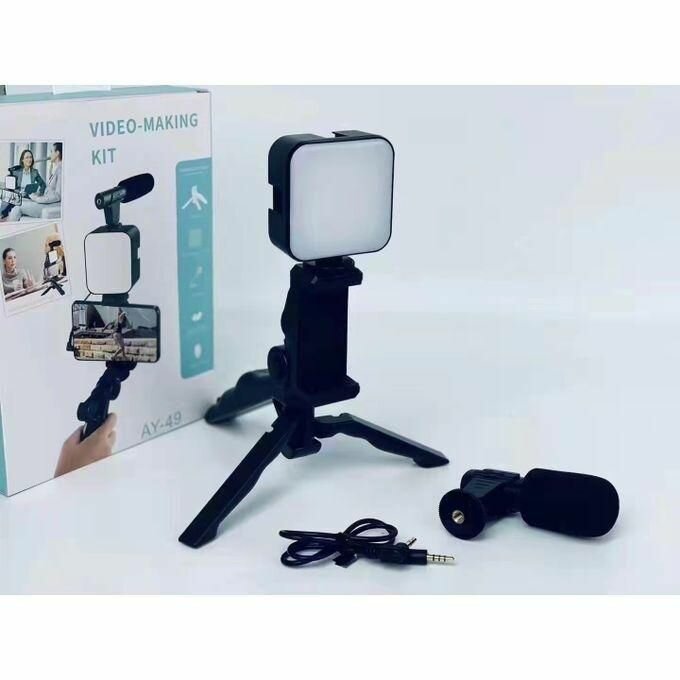 Kit de création vidéo avec éclairage et microphone