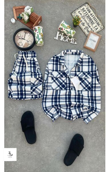 Ensemble chemise et short à carreaux