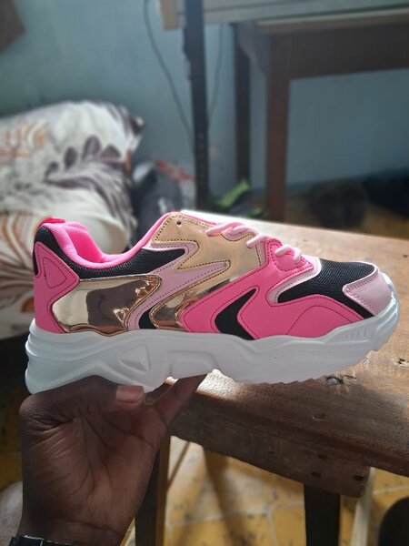 Chaussures de sport femmes rose métallisé