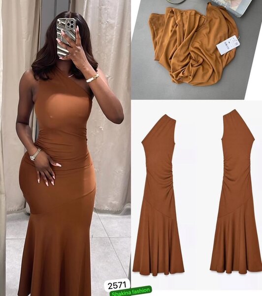 Robe Sirène Marron Élégante