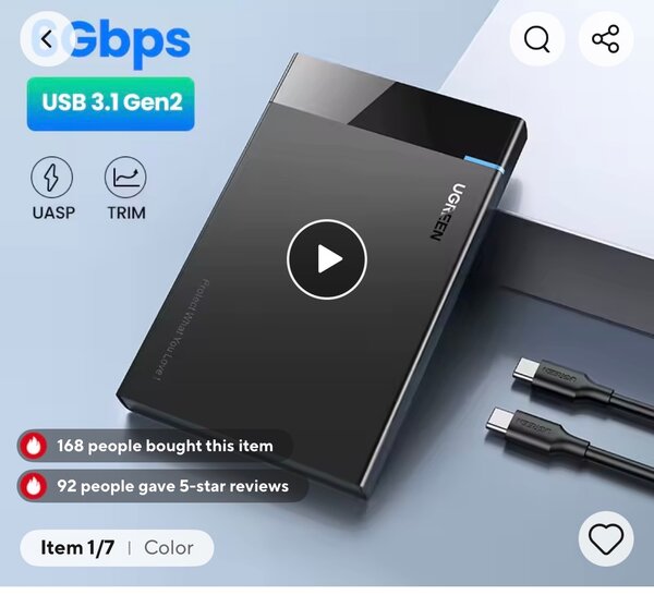 UGREEN USB 3.1 Gen2 SSD Enclosure