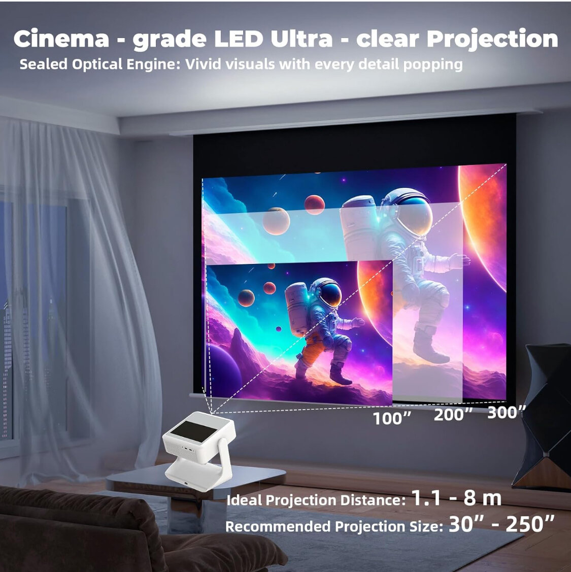 Mini projecteur LED XBJ 1080P WiFi 6 Bluetooth