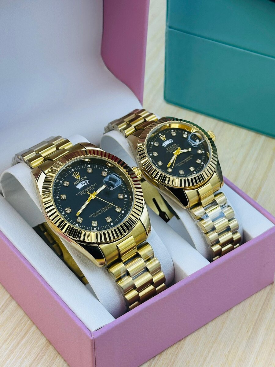 Montre couple luxe en or