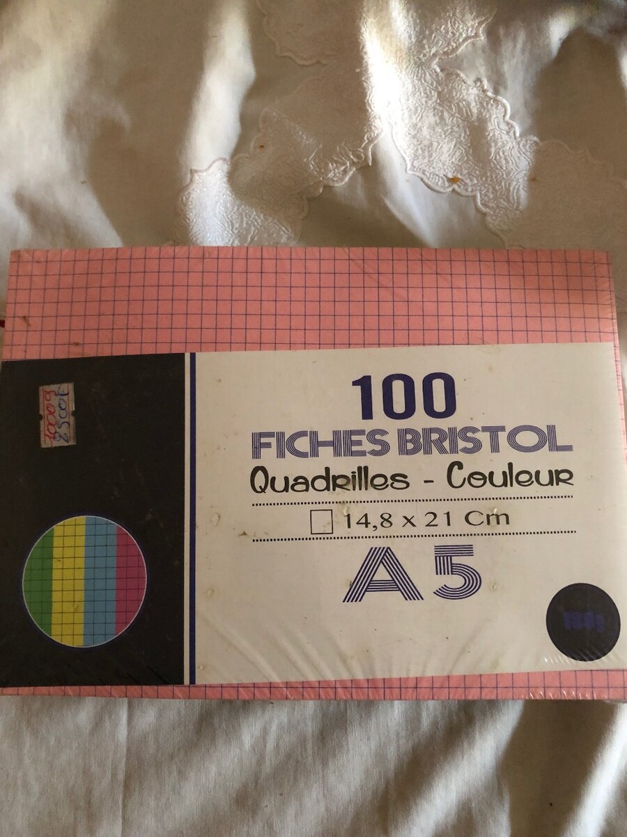 Fiches Bristol quadrillées A5