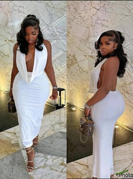 White drape front maxi backless dress