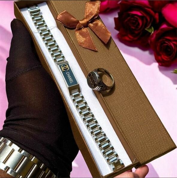 Ensemble Bracelet et Bague CHANEL en Acier