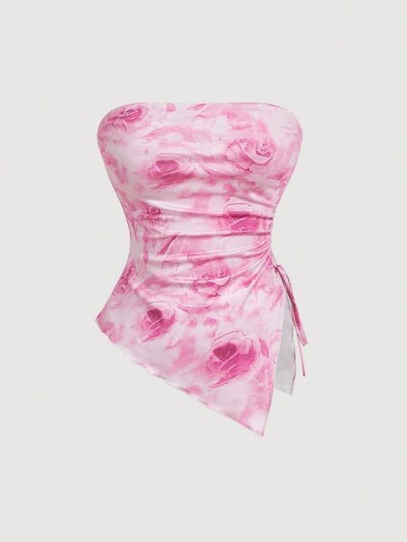 Bustier asymétrique floral