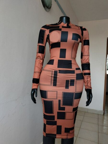 Robe longue femme en soie saumon