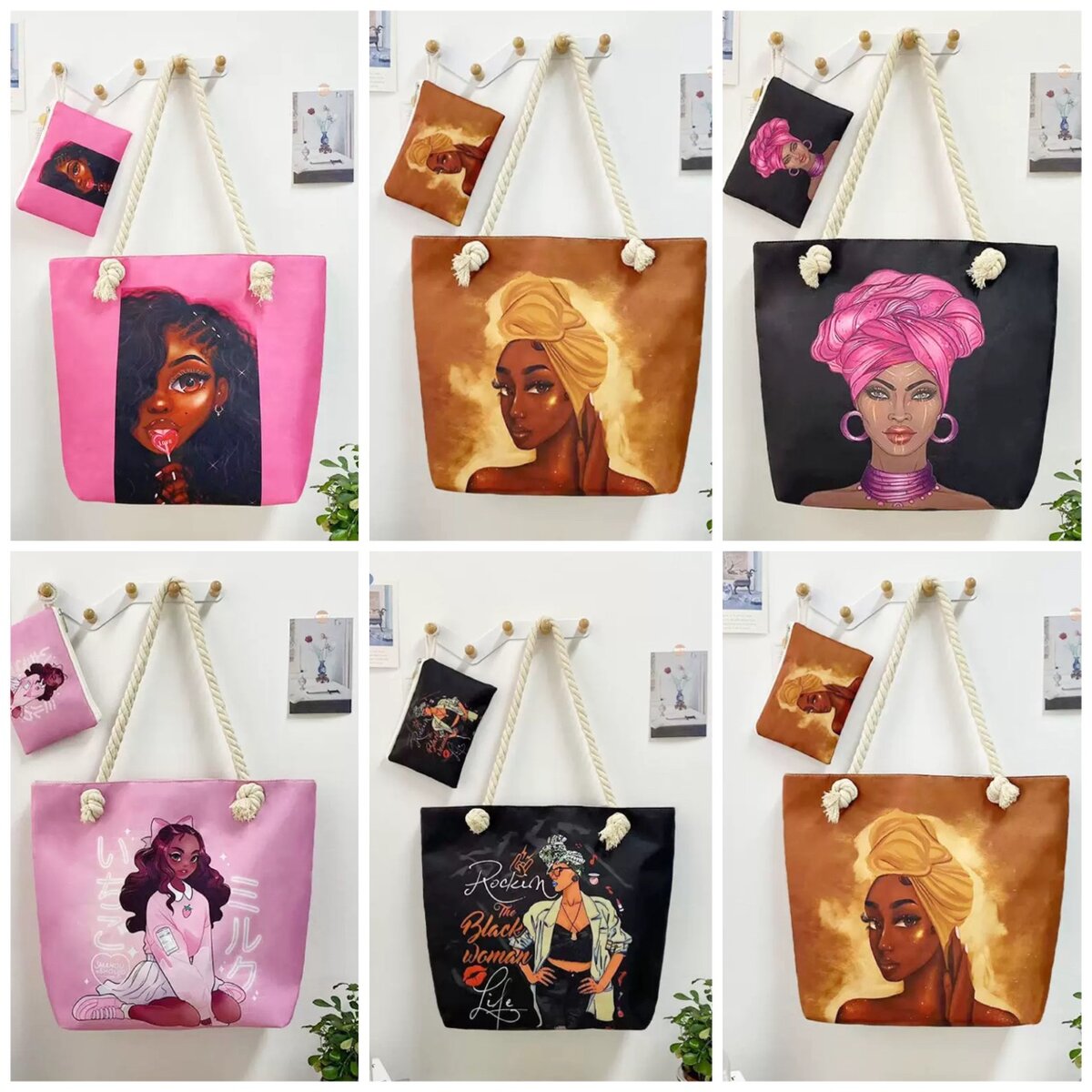 Face design tote bag