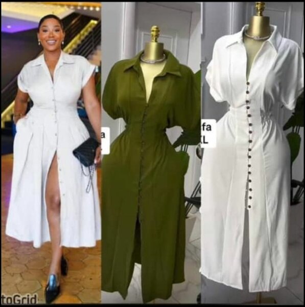 Robe mi-longue boutonnée pour femme