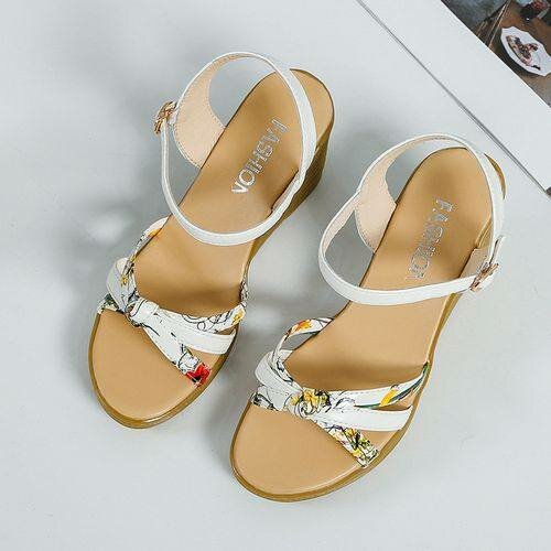 Femme Sandales Fleurs Lacets Talons