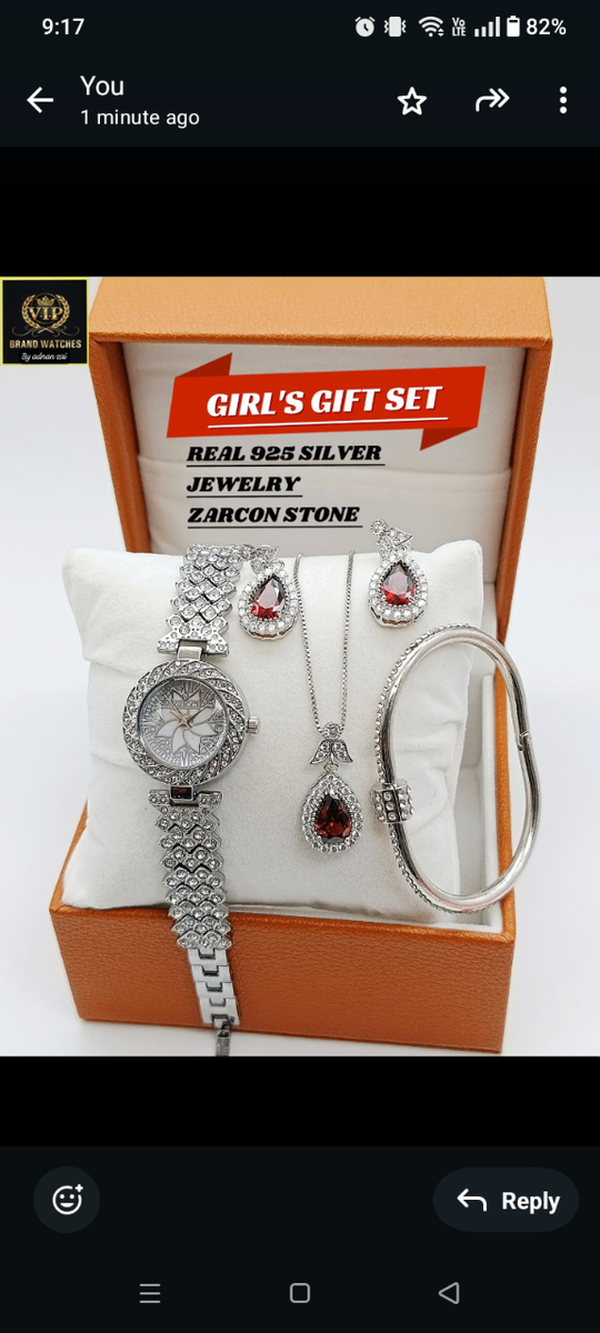 GIRL'S GIFT SET  GIRL'S DIAMOND STONES JEWELRY WATCH