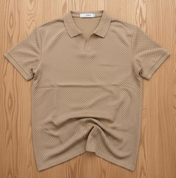 Polo homme beige à manches courtes