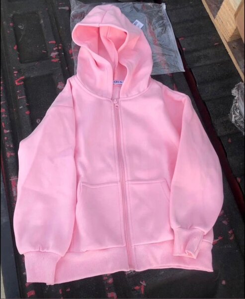 Pull Over à capuche rose zip