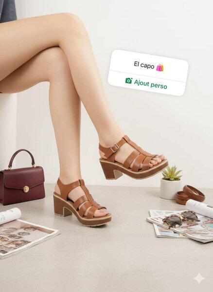 Sandales à talons en cuir