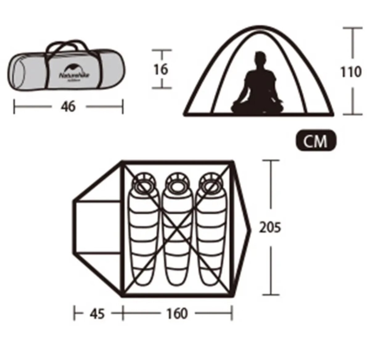 Палатка naturehike 3местная оранжевого цвета