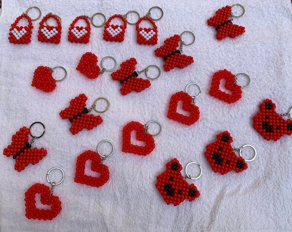Porte-clés en perles rouge